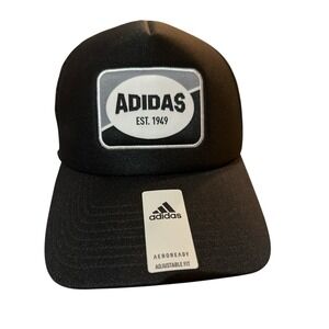 Adidas Aeroready Men's EST.1949 Foam Black Adjustable Trucker Hat. NWT